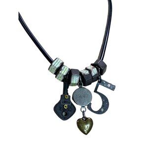 Steampunk Style 19" Necklace Charms Artsy Key Bolts Heart